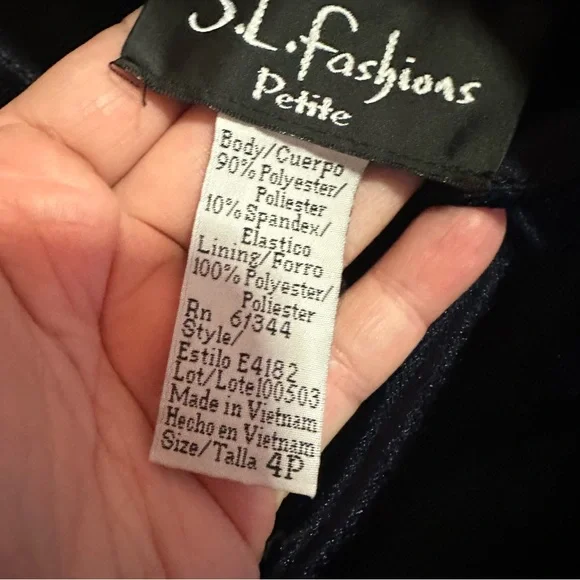 Vintage 90’s Navy velvet floral maxi dress short sleeves high neck size 4 petite - Picture 4 of 10